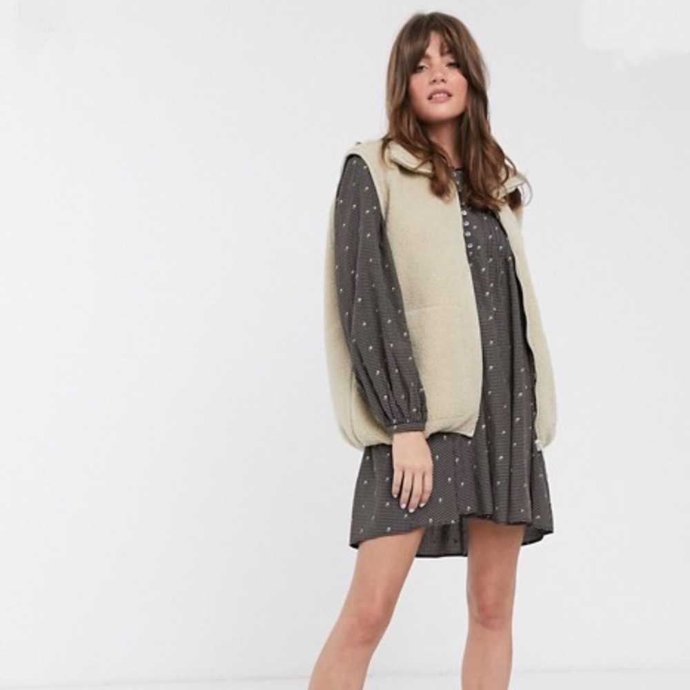 & Other Stories Check Floral Print Smock Dress